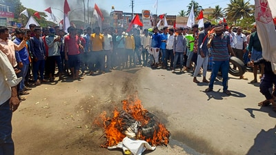 People belonging to the Banjara community protest against the state cabinet's decision to give internal reservation amongst the Scheduled Castes, in Shivamogga. (PTI) People belonging to the Banjara community protest against the state cabinet's decision to give internal reservation amongst the Scheduled Castes, in Shivamogga. (PTI)