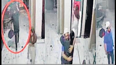 Screen grabs of CCTV footage of Akhlaq’s house showing Guddu Muslim being greeted by the former. (Sourced) Screen grabs of CCTV footage of Akhlaq’s house showing Guddu Muslim being greeted by the former. (Sourced)