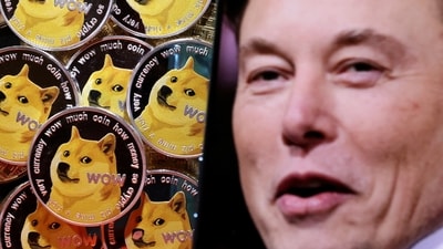 A photo of Elon Musk placed on representations of cryptocurrency Dogecoin. (Reuters) A photo of Elon Musk placed on representations of cryptocurrency Dogecoin. (Reuters)