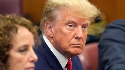Former US President Donald Trump appears in court for an arraignment. (Reuters)