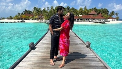 Angad Bedi and Neha Dhupia pose in the picturesque location of Maldives. Angad will now be seen in Salman Khan and Katrina Kaif-starrer Tiger 3. Angad Bedi and Neha Dhupia pose in the picturesque location of Maldives. Angad will now be seen in Salman Khan and Katrina Kaif-starrer Tiger 3. 
