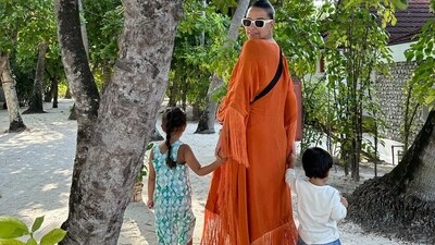 Neha Dhupia recently flew to Maldives with actor husband Angad Bedi and their two kids Mehr, 4, and Guriq, 1. The actor has shared several pictures of the family on Instagram. Neha Dhupia recently flew to Maldives with actor husband Angad Bedi and their two kids Mehr, 4, and Guriq, 1. The actor has shared several pictures of the family on Instagram. 