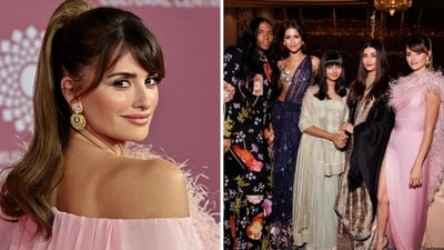 Penélope Cruz posed with Aishwarya Rai Bachchan and Aaradhya Bachchan at the NMACC gala.