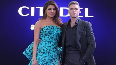 Priyanka Chopra and Richard Madden at the promotions of Citadel in Mumbai. Priyanka Chopra and Richard Madden at the promotions of Citadel in Mumbai.