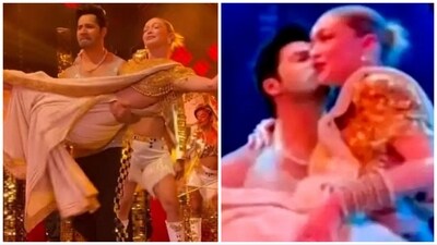 Varun Dhawan lifted Gigi Hadid and kissed her during the NMACC gala. Varun Dhawan lifted Gigi Hadid and kissed her during the NMACC gala.