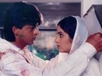 Shah Rukh Khan and Divya Bharti in a still from Deewana (1992).