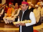 Ex-UP CM Akhilesh Yadav receiving Padma awards conferred to late Mulayam Singh Yadav.