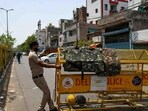 The police took out a flag march in Jahangirpuri area on Tuesday. Hanuman Jayanti will be celebrated on Thursday. (HT Photo/Amal KS)
