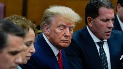 Former President Donald Trump appears in court for his arraignment. (AP) Former President Donald Trump appears in court for his arraignment. (AP)