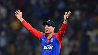 Delhi Capitals' David Warner reacts during the Indian Premier League (IPL) Twenty20 cricket match between Delhi Capitals and Gujarat Titans (AFP) Delhi Capitals' David Warner reacts during the Indian Premier League (IPL) Twenty20 cricket match between Delhi Capitals and Gujarat Titans (AFP)