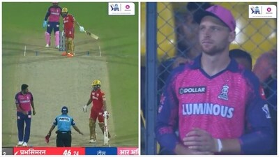 Ravichandran Ashwin gave a warning to Shikhar Dhawan after the PSBKS star strayed out of his crease (Jio Cinema/Twitter)