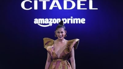Actor Kubbra Sait posed for media at the blue carpet of the Citadel premiere in Mumbai. Actor Kubbra Sait posed for media at the blue carpet of the Citadel premiere in Mumbai. 