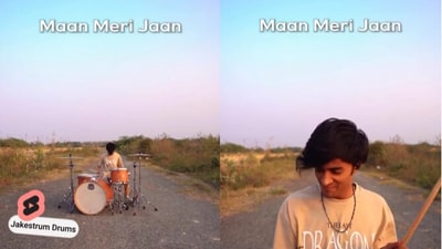Man plays Maan Meri Jaan by King on drums. (Instagram/@youtubeindia) Man plays Maan Meri Jaan by King on drums. (Instagram/@youtubeindia)