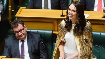 Outgoing New Zealand prime minister Jacinda Ardern gives her valedictory speech in parliament in Wellington. (AFP) Outgoing New Zealand prime minister Jacinda Ardern gives her valedictory speech in parliament in Wellington. (AFP)