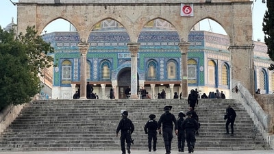 Israeli police said they had entered to dislodge "agitators", a move denounced as an "unprecedented crime" by the Palestinian Islamist movement Hamas.&nbsp; (AFP)