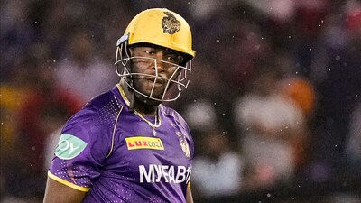 Mohali: Kolkata Knight Riders batsman A Russel after his dismissal during IPL 2023 match between Punjab Kings and Kolkata Knight Riders, at Punjab Cricket Association Stadium in Mohali, Saturday, April 1, 2023. (PTI Photo/Kamal Kishore)(PTI04_01_2023_000266B) (PTI) Mohali: Kolkata Knight Riders batsman A Russel after his dismissal during IPL 2023 match between Punjab Kings and Kolkata Knight Riders, at Punjab Cricket Association Stadium in Mohali, Saturday, April 1, 2023. (PTI Photo/Kamal Kishore)(PTI04_01_2023_000266B) (PTI)