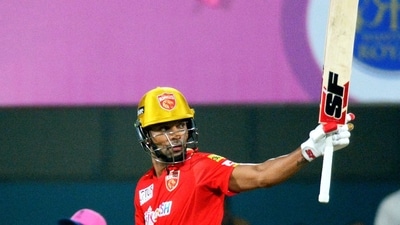 Punjab Kings batter Shikhar Dhawan celebrates after scoring a half-century during the IPL 2023 cricket match (PTI) Punjab Kings batter Shikhar Dhawan celebrates after scoring a half-century during the IPL 2023 cricket match (PTI)
