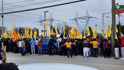 Protesters, some holding pro-Khalistan flags, block the entrance to the venue in Surrey which was to host India’s High Commissioner to Canada last month. (Supplied photo) Protesters, some holding pro-Khalistan flags, block the entrance to the venue in Surrey which was to host India’s High Commissioner to Canada last month. (Supplied photo)