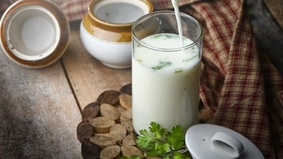 Buttermilk: Made from yogurt with added salt and spices, buttermilk is instrumental in reducing body heat and preventing dehydration. It is full of electrolytes and is one of the best drinks to fight against the heat and loss of water from the body. Buttermilk in summer helps summer-related issues, such as prickly heat and general uneasiness. (Unsplash) Buttermilk: Made from yogurt with added salt and spices, buttermilk is instrumental in reducing body heat and preventing dehydration. It is full of electrolytes and is one of the best drinks to fight against the heat and loss of water from the body. Buttermilk in summer helps summer-related issues, such as prickly heat and general uneasiness. (Unsplash)