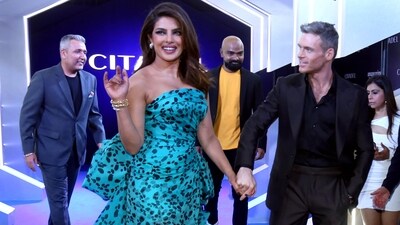 Priyanka Chopra and Richard Madden during the premiere of Citadel in Mumbai. (PTI) (PTI) Priyanka Chopra and Richard Madden during the premiere of Citadel in Mumbai. (PTI) (PTI)