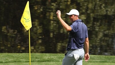 AUGUSTA, GEORGIA - APRIL 05: Scottie Scheffler of the United States reacts to his hole-in-one on the ninth green during the Par 3 contest prior to the 2023 Masters Tournament at Augusta National Golf Club on April 05, 2023 in Augusta, Georgia. (Getty Images via AFP) AUGUSTA, GEORGIA - APRIL 05: Scottie Scheffler of the United States reacts to his hole-in-one on the ninth green during the Par 3 contest prior to the 2023 Masters Tournament at Augusta National Golf Club on April 05, 2023 in Augusta, Georgia. (Getty Images via AFP)