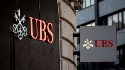 Signs of Swiss bank giant UBS bank are seen in Basel. (AFP) Signs of Swiss bank giant UBS bank are seen in Basel. (AFP)