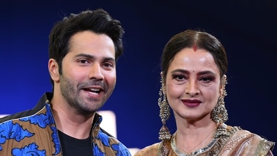 Bollywood actors Varun Dhawan and Rekha attend the premiere of Citadel in Mumbai on April 4, 2023. (AFP) Bollywood actors Varun Dhawan and Rekha attend the premiere of Citadel in Mumbai on April 4, 2023. (AFP)