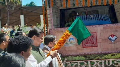 CM flagged off the tableau from the Chief Minister Camp Office at Dehradun on Wednesday (ANI)