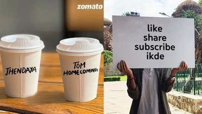 NMACC-inspired memes shared by Zomato and YouTube, (Instagram/@zomato and @youtubeindia) NMACC-inspired memes shared by Zomato and YouTube, (Instagram/@zomato and @youtubeindia)