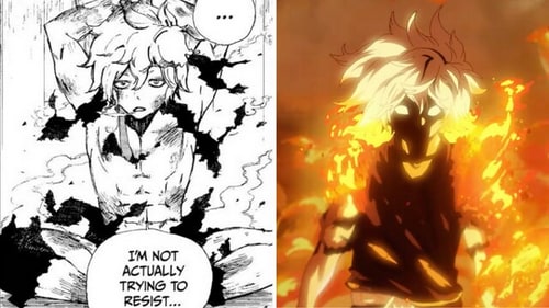 One of the execution methods used on Gabimaru in the anime is pouring boiling oil on him. (Yuji Kaku, MAPPA, Viz Media) One of the execution methods used on Gabimaru in the anime is pouring boiling oil on him. (Yuji Kaku, MAPPA, Viz Media)