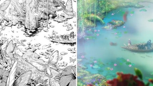 The anime does a great job of adapting the manga’s stunning visuals and making Shinsekyo feel like a magical and mysterious place. (Yuji Kaku, MAPPA, Viz Media) The anime does a great job of adapting the manga’s stunning visuals and making Shinsekyo feel like a magical and mysterious place. (Yuji Kaku, MAPPA, Viz Media)