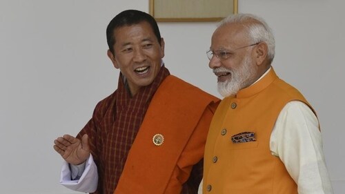 Prime Minister Narendra Modi with Lotay Tshering, Prime Minister of Bhutan, in New Delhi in 2019. (HT Archive) Prime Minister Narendra Modi with Lotay Tshering, Prime Minister of Bhutan, in New Delhi in 2019. (HT Archive)