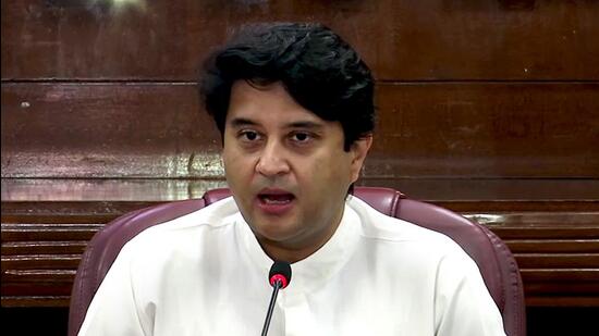 New Delhi, Apr 05 (ANI): Union Civil Aviation Minister Jyotiraditya Scindia speaks about Congress leader Rahul Gandhi alleging that the party was playing with the country’s democracy, in New Delhi on Wednesday. (ANI Photo) (ANI)