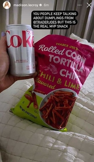 Madison posts a photo of her favorite snack to Instagram Stories. (Madison LeCroy/Instagram) Madison posts a photo of her favorite snack to Instagram Stories. (Madison LeCroy/Instagram)