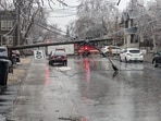 View of the damage following an ice storm in Montreal, Quebec, Canada.