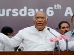 Leader of Opposition in Rajya Sabha Mallikarjun Kharge addresses a joint press conference following the 'Tiranga March', in New Delhi, Thursday. (PTI) Leader of Opposition in Rajya Sabha Mallikarjun Kharge addresses a joint press conference following the 'Tiranga March', in New Delhi, Thursday. (PTI)