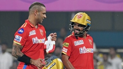 Shikhar Dhawan (L) with Prabhsimran Singh (Pitamber Newar)