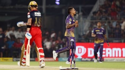 Chasing a target of 205 runs, RCB were bowled out for 123 in 17.4 overs. (KolkataKnightRiders Twitter) Chasing a target of 205 runs, RCB were bowled out for 123 in 17.4 overs. (KolkataKnightRiders Twitter)