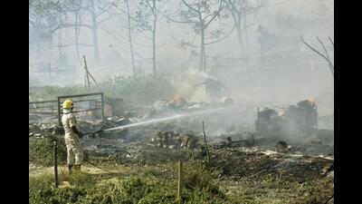 At the site of the incident at Shastri Nagar in Patna on Thursday. (Santosh Kumar/HT Photo)