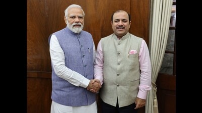BSP MP from Amroha Kunwar Danish Ali with Prime Minister Narendra Modi in New Delhi on Thursday. (Sourced)
