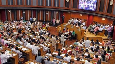 Councillors at the Civic Centre in New Delhi. (ANI) Councillors at the Civic Centre in New Delhi. (ANI)