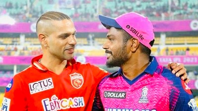 Sanju Samson and Shikhar Dhawan engaged in a fun banter after PBKS outclassed RR in IPL 2023 (Sanju Samson Twitter) Sanju Samson and Shikhar Dhawan engaged in a fun banter after PBKS outclassed RR in IPL 2023 (Sanju Samson Twitter)