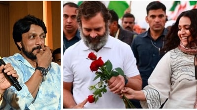 BJP's Annamalai shared the photo of Swara Bhasker and Rahul Gandhi from Bharat Jodo Yatra to counter Congress's criticism of Kiccha Sudeep supporting Bommai BJP's Annamalai shared the photo of Swara Bhasker and Rahul Gandhi from Bharat Jodo Yatra to counter Congress's criticism of Kiccha Sudeep supporting Bommai