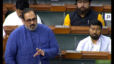 New Delhi, Mar 28 (ANI): Minister of State for Skill Development and Entrepreneurship Rajeev Chandrashekar speaks in the Lok Sabha during the second part of the Budget Session of Parliament, in New Delhi on Monday. (ANI Photo/Sansad TV) (ANI) New Delhi, Mar 28 (ANI): Minister of State for Skill Development and Entrepreneurship Rajeev Chandrashekar speaks in the Lok Sabha during the second part of the Budget Session of Parliament, in New Delhi on Monday. (ANI Photo/Sansad TV) (ANI)
