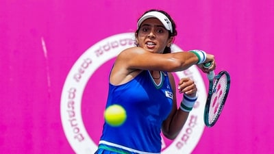 Bengaluru: India's Ankita Raina plays a shot against Bosnian Dea Herdzelas during their quarter final match at ITF Women's Open tennis tournament at KSLTA Stadium, in Bengaluru, Friday, March 10, 2023. (PTI Photo/Shailendra Bhojak) (PTI03_10_2023_000203B) (PTI) Bengaluru: India's Ankita Raina plays a shot against Bosnian Dea Herdzelas during their quarter final match at ITF Women's Open tennis tournament at KSLTA Stadium, in Bengaluru, Friday, March 10, 2023. (PTI Photo/Shailendra Bhojak) (PTI03_10_2023_000203B) (PTI)