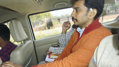Raghav Magunta, son of YSR Congress Party MP Magunta Srinivasulu Reddy, after his arrest by Enforcement Directorate (ED) officials in connection with the Delhi excise policy scam case on February in New Delhi (PTI File Photo)
