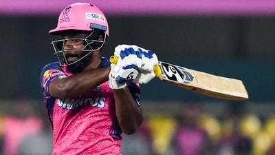 Rajasthan Royals' Sanju Samson plays a shot during the Indian Premier League (IPL) Twenty20 cricket match between Rajasthan Royals and Punjab Kings at the Assam Cricket Association Stadium in Guwahati on April 5, 2023. (Photo by Biju BORO / AFP) / IMAGE RESTRICTED TO EDITORIAL USE - STRICTLY NO COMMERCIAL USE (AFP) Rajasthan Royals' Sanju Samson plays a shot during the Indian Premier League (IPL) Twenty20 cricket match between Rajasthan Royals and Punjab Kings at the Assam Cricket Association Stadium in Guwahati on April 5, 2023. (Photo by Biju BORO / AFP) / IMAGE RESTRICTED TO EDITORIAL USE - STRICTLY NO COMMERCIAL USE (AFP)