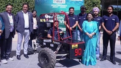 Students showcasing a single seater all-terrain vehicle at Baja SaeIndia at Chitkara University. (HT Photo) Students showcasing a single seater all-terrain vehicle at Baja SaeIndia at Chitkara University. (HT Photo)