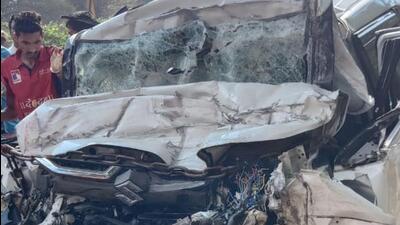 The accident led to traffic congestion on the highway, said police. (HT PHOTO) The accident led to traffic congestion on the highway, said police. (HT PHOTO)