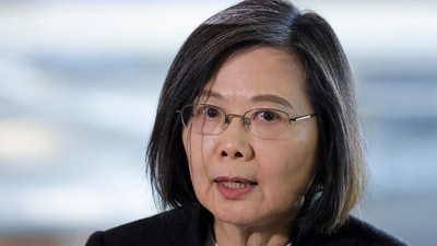Taiwan's President Tsai Ing-wen speaks during a joint news conference with U.S. Speaker of the House Kevin McCarthy (not pictured) following a meeting at the Ronald Reagan Presidential Library, in Simi Valley, California, U.S. April 5, 2023.  REUTERS/David Swanson (REUTERS)